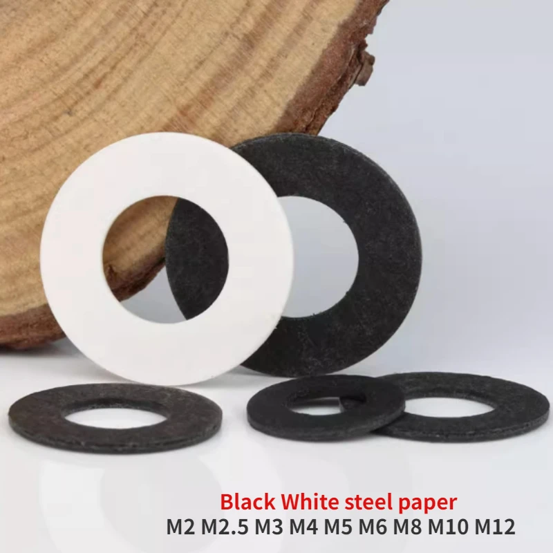 M2 M2.5 M3 M4 M5 M6 M8 M10 M12 Black White Steel Paper Fiber Insulating Flat Washer Insulation Plain Gasket Ring Meson Spacer