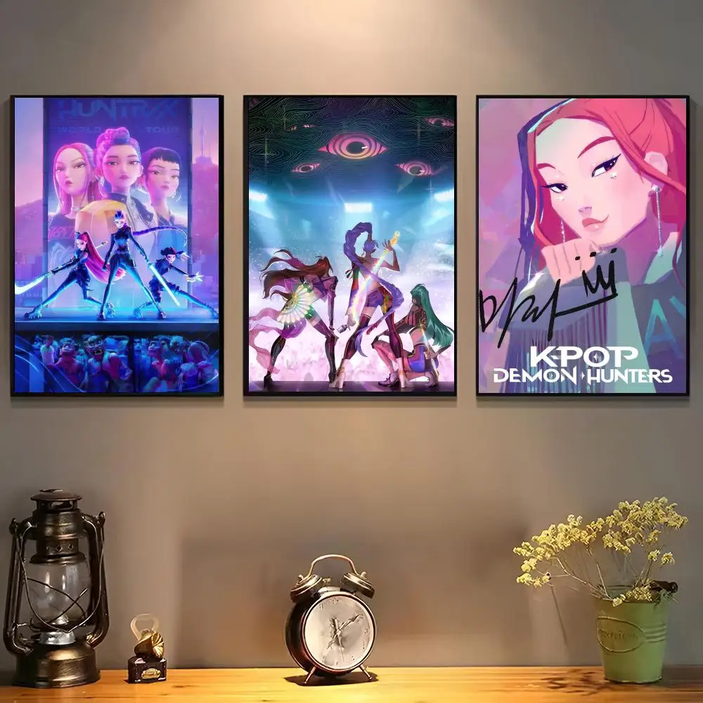 KPop Demon Hunters Poster For Self-adhesive Art Waterproof Paper Sticker Coffee House Bar Room Wall Decor