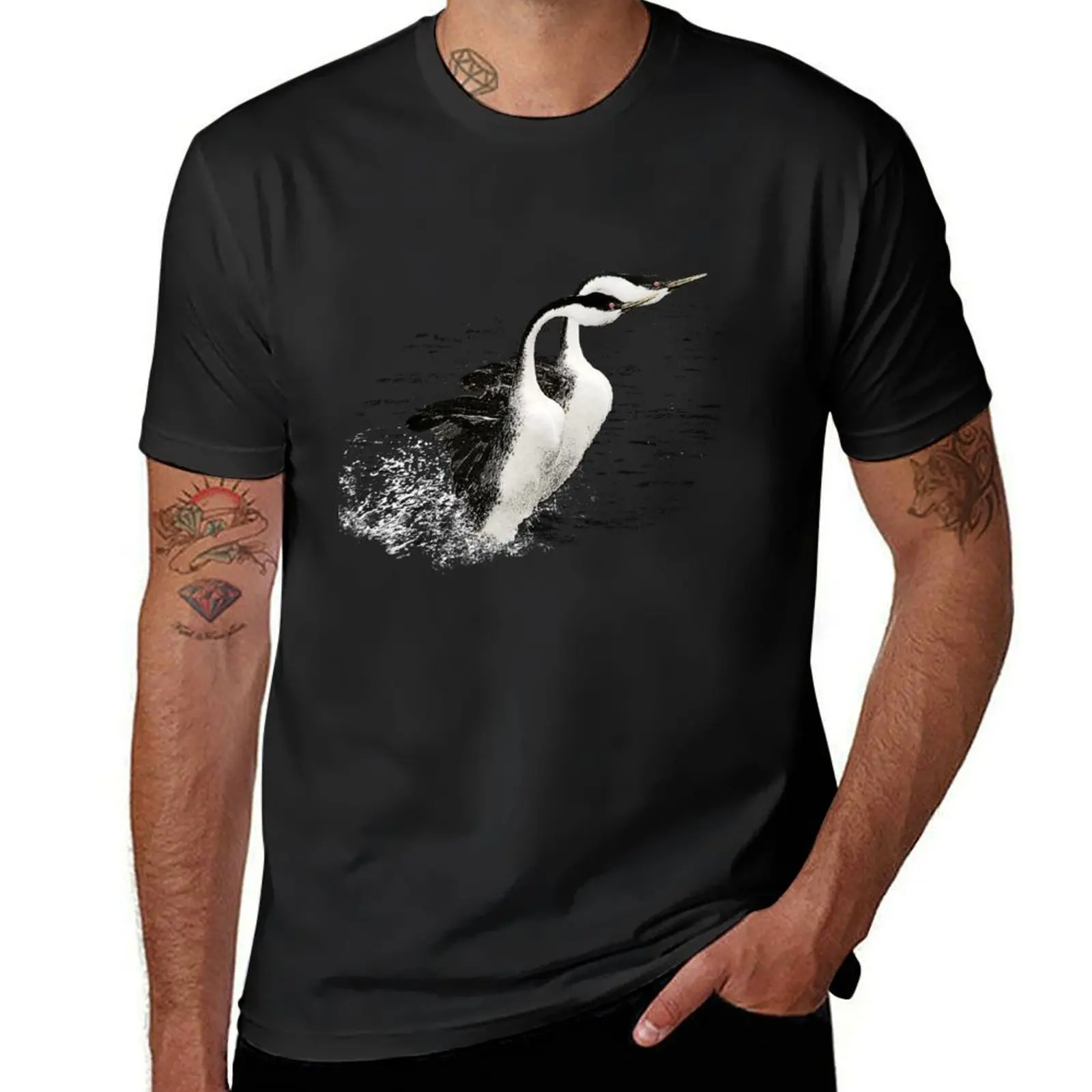 Rushing Grebes Bird Courting Ritual T-Shirt plus sizes new edition sweat mens workout shirts