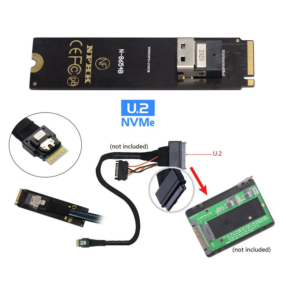 NGFF M-Key U.2 Solid State SSD NVMe Slimline SFF-8654 To SSF-8639 SF-013 adapter card Conversion Cable PCI-E Protocol Hard Disk