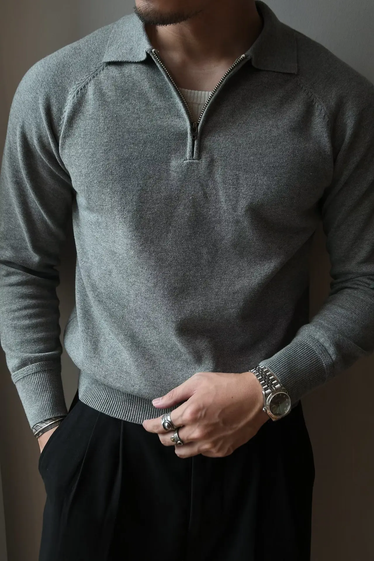 الرجال الشتاء سترة الضلع البلوز سترة الأزياء ترتيب الأسرة طوق الكشمير بولو متماسكة القمصان