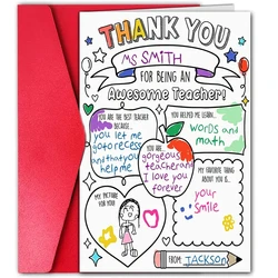 1 pc Funny Teacher Appreciation card. Creative thank you teacher text pattern, the best gift for teachers.