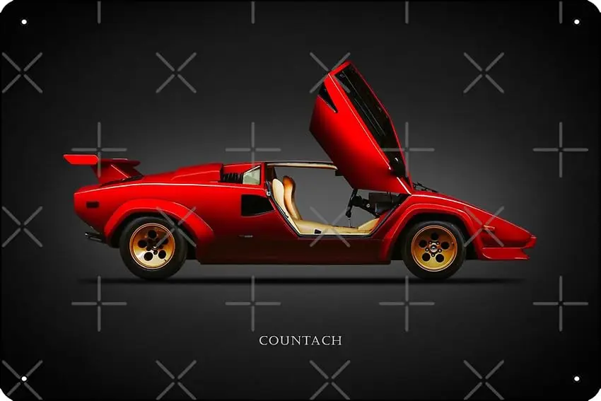 Countach LP500 S Print Metal Tin Sign 12 X 8 Inch Funny Man Cave Home Office Bar Decor