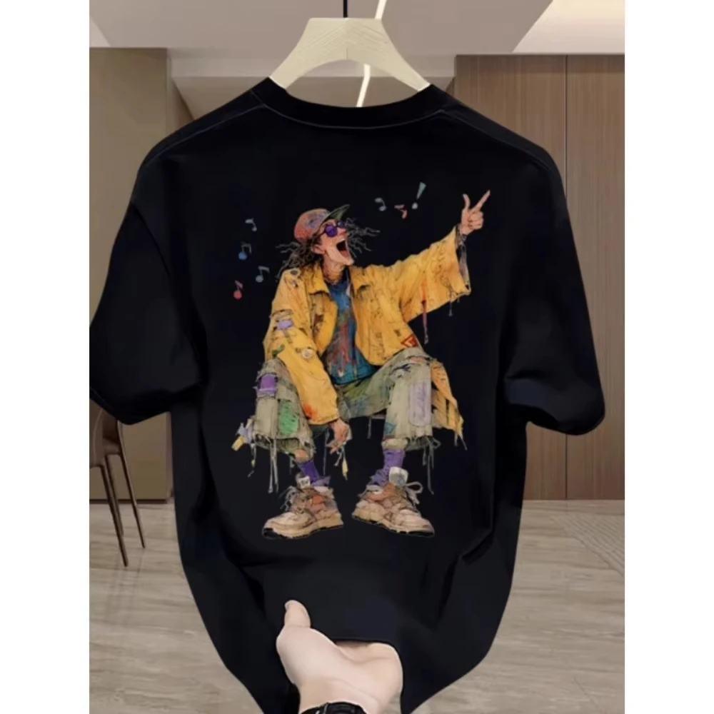 

2025 ruffian handsome cotton short-sleeved T-shirt summer men's new men's trendy brand popular loose short sleeves
