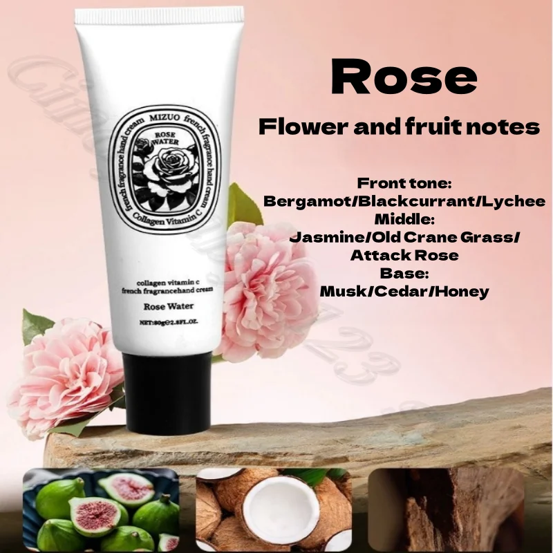 Krem do rąk z francuskim romantycznym zapachem Kolagen Witamina C Odżywczy ochraniacz na dłonie Trwały zapach róży/figi 80g