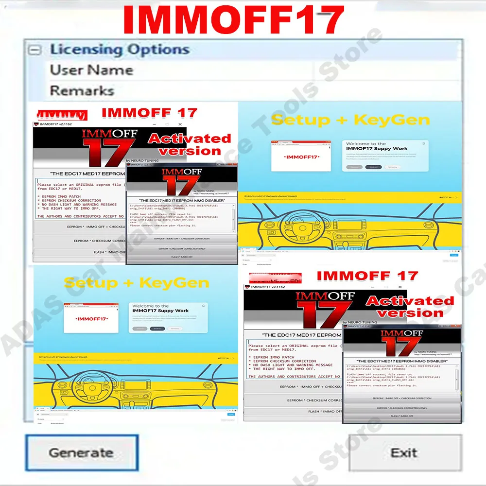 Latest IMMOFF17 Car Software Activate Version EDC17 MED 17 Immo Off Ecu EEPROM IMMO PATCH Checksum Correction To IMMO OFF Flash
