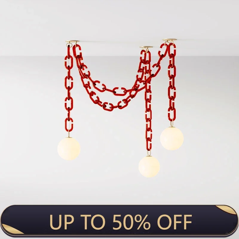 Modern Chain Chandelier Nordic Glass Hanging Light For Dining Room Living Room Bar Coffee Shop Suspended Home Decor