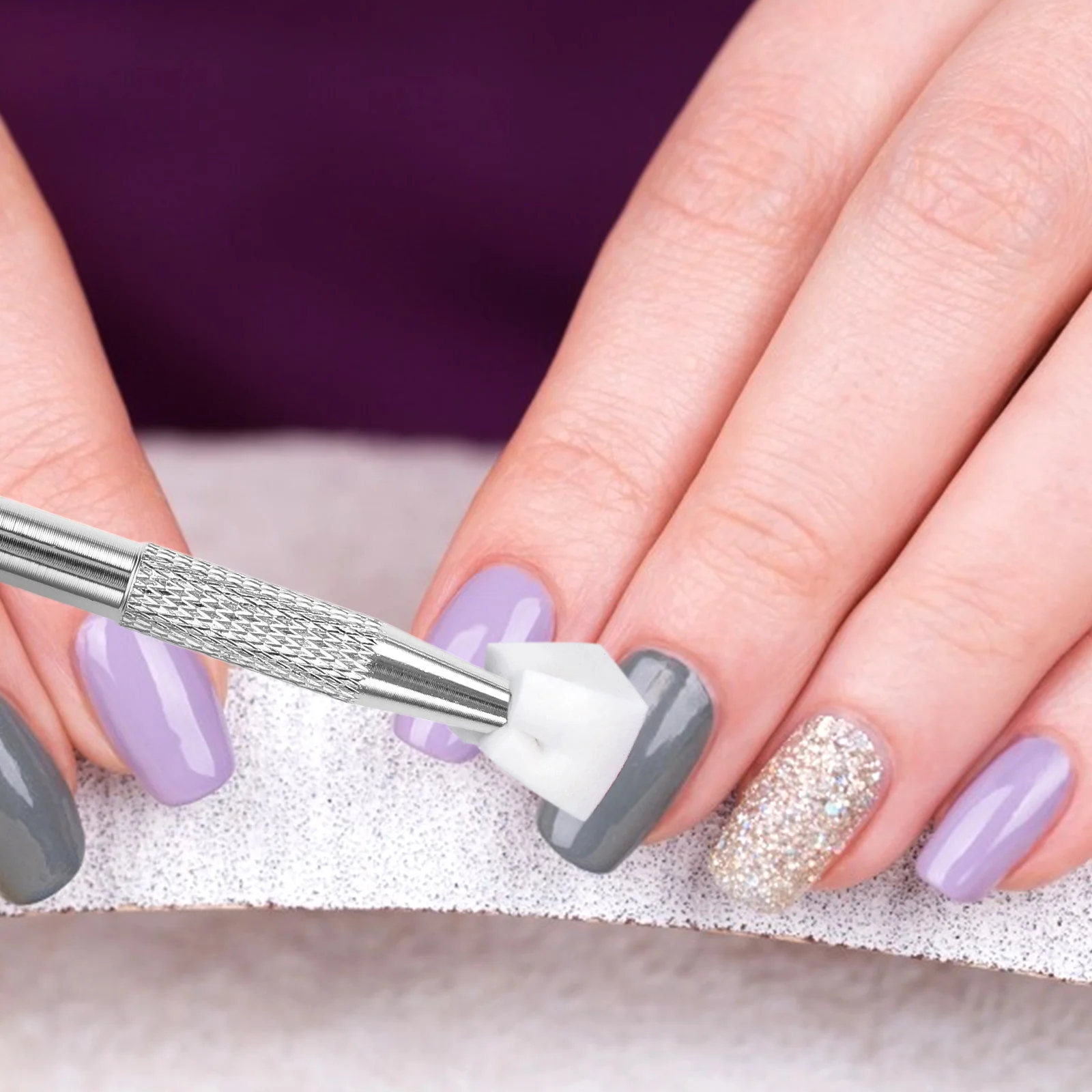 

1 Set Nail Sponges Kit With Metal Grabber Tool For Gradient Manicure Design Diy Art Nail Soft Sponge Pick-Up Clamp Included