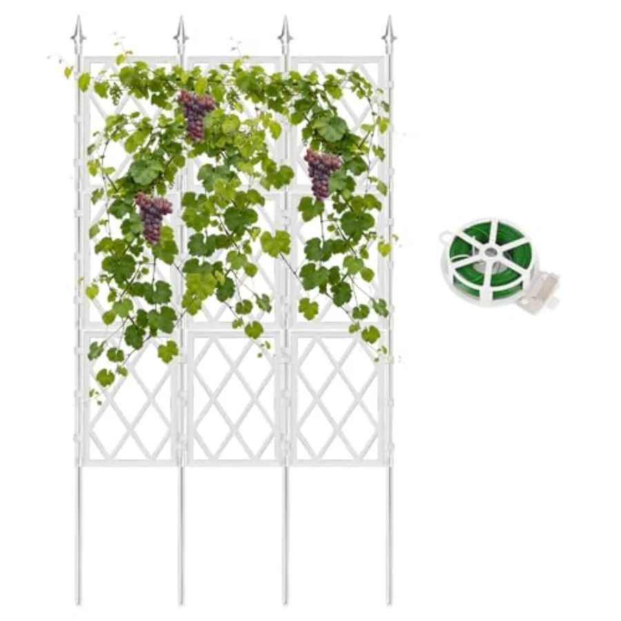 

5.25FT Garden Trellis Support Fence, Metal Wall Lattice Climbing Frame for Climbing Plants Outdoor, Iron Pipe Fence for Potted