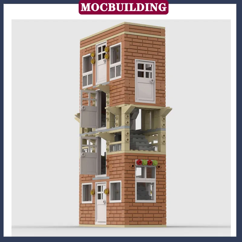 MOC City Street View Crossor House Building Model Building Block Assembly Collection لعبة الهدايا