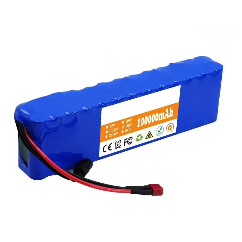 Upgrade New 13S2P 48V 100Ah 18650 Battery for High Power Electric Vehicle Electric Motorcycle DIY Battery + BMS 54.6V 2A Charger