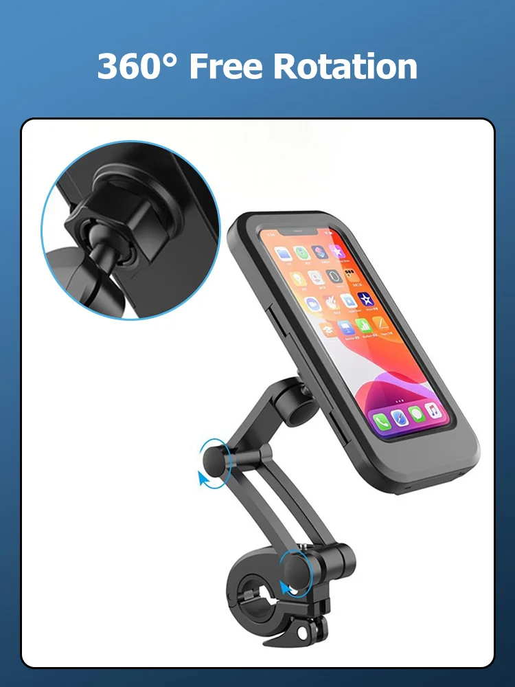 Waterproof Motorcycle Bike Mobile Phone Holder Support Universal Bicycle GPS 360° Swivel Adjustable Motorcycle Cellphone Holder