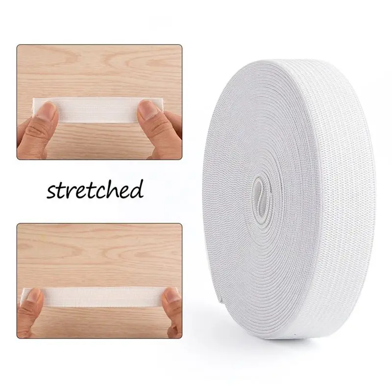 LICE-White Sewing Elastic Band 40M 3/4 Inch Knit Elastic Spool Heavy Stretch High Elasticity Strap Material For Sewing Crafts Du
