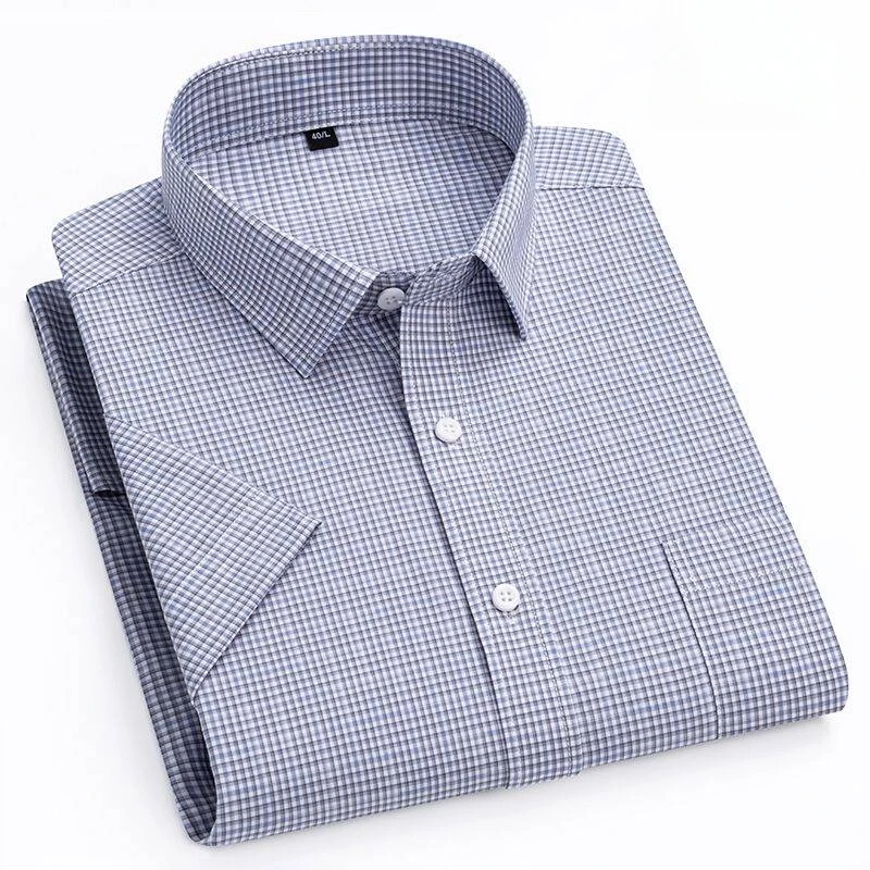 New in shirt hight qulity100%cotton summer short sleeve shirts for men slim fit shirt thin plaid houndstooth soft office clothes