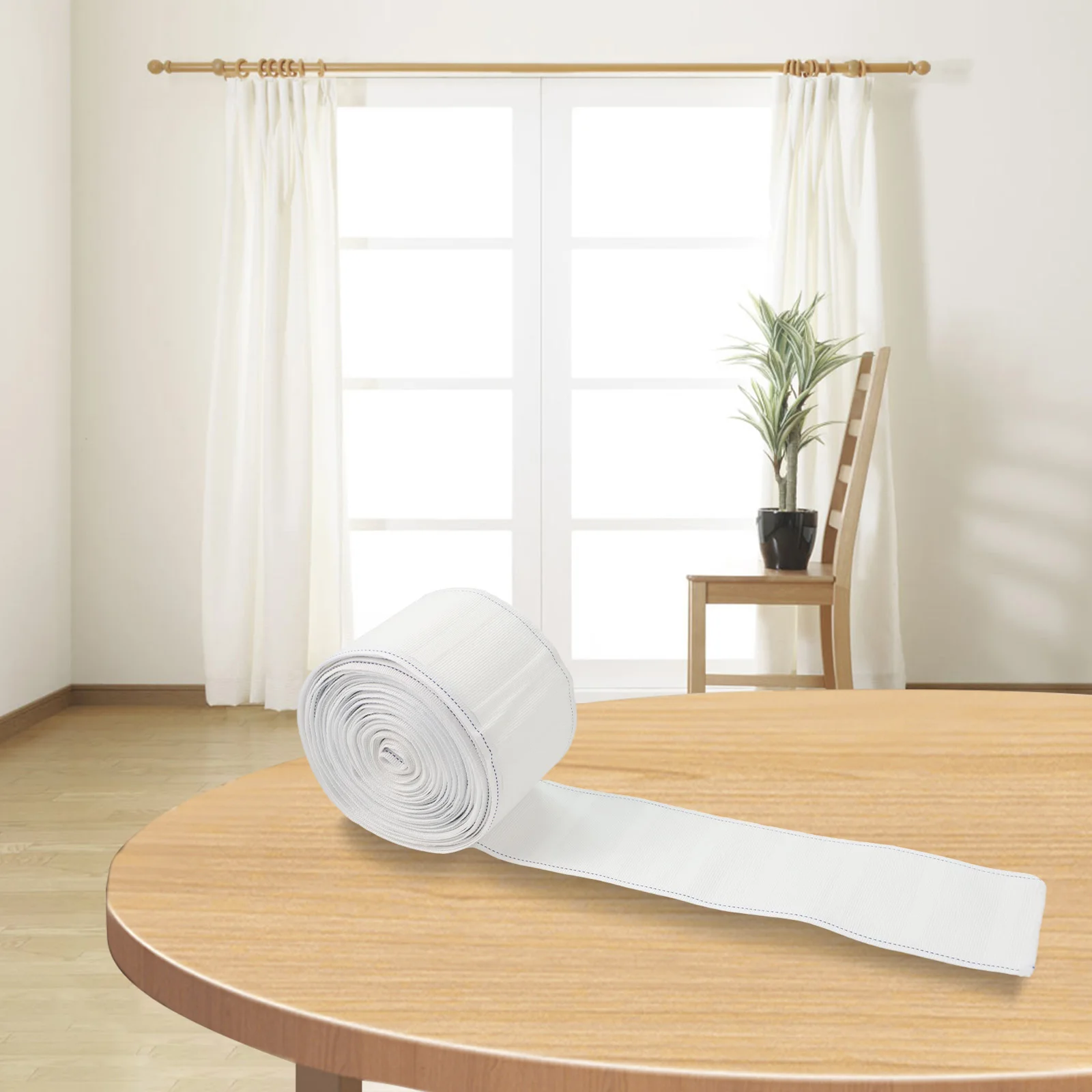 Curtain Tape 10m with 50 Hooks for Curtain Replacement Made with Fabric and Metal for Reliable Use in Various Rooms