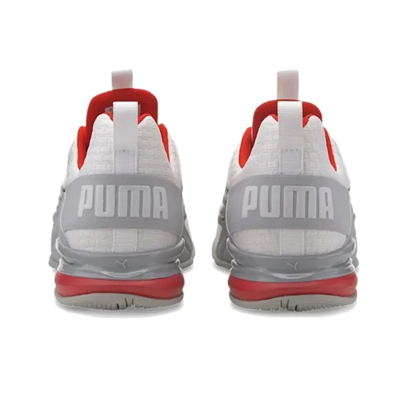 Original Puma Axelion Block Herren Laufschuhe Low Top weiß rot Spleiß Sneakers 510-02