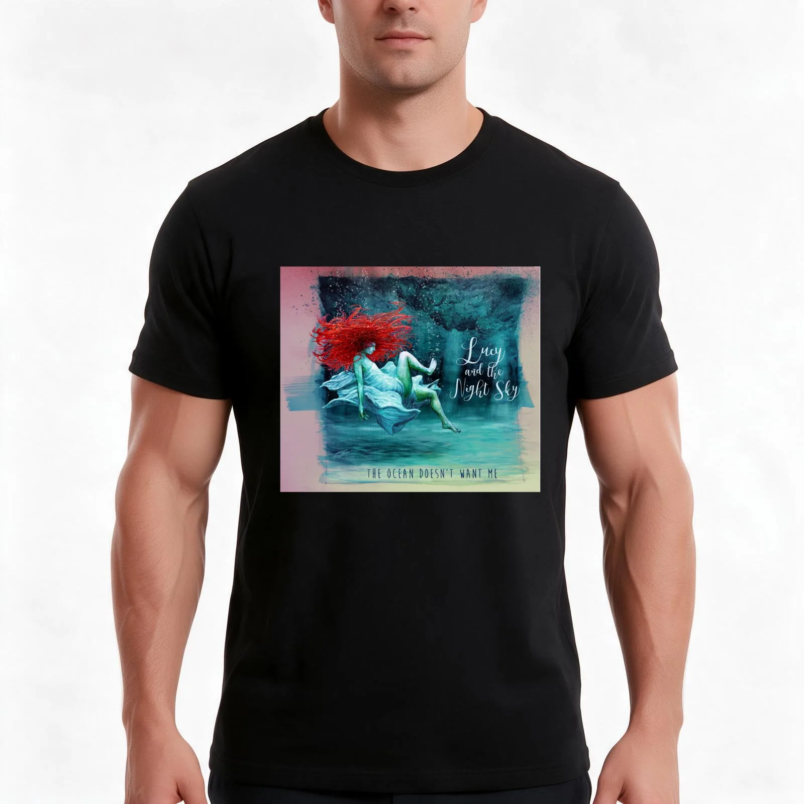 Lucy and the Night Sky - The Ocean T-Shirt, Summer Casual Cotton Tee, Oversized Streetwear Tops, Vintage Graphic Print