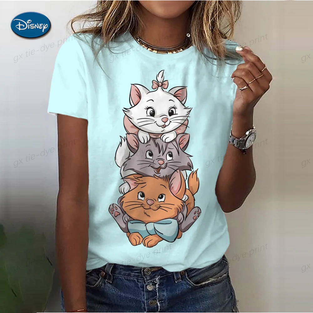 Disney Cute Women's Topolino T-shirt stampata Camicia estiva Camicette da donna di moda 2025 3D Cartoon Minnie Abiti femminili