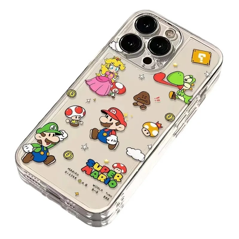 Super Mario Bros Phone Case for Iphone 15 Pro Max 14 13 12 11 Pro Max Anime Transparent Shockproof Cover for Iphone 14pro 13pro