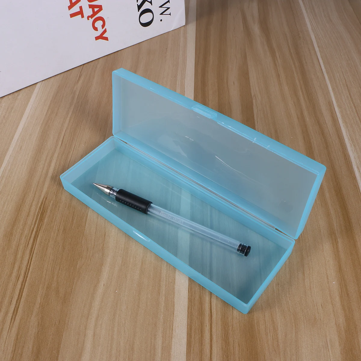 

4Pcs Stationery Box Translucent Frosted Pencil Case Student Pencil Storage Case Medium Size White Pink Blue Green Chic Pen Box