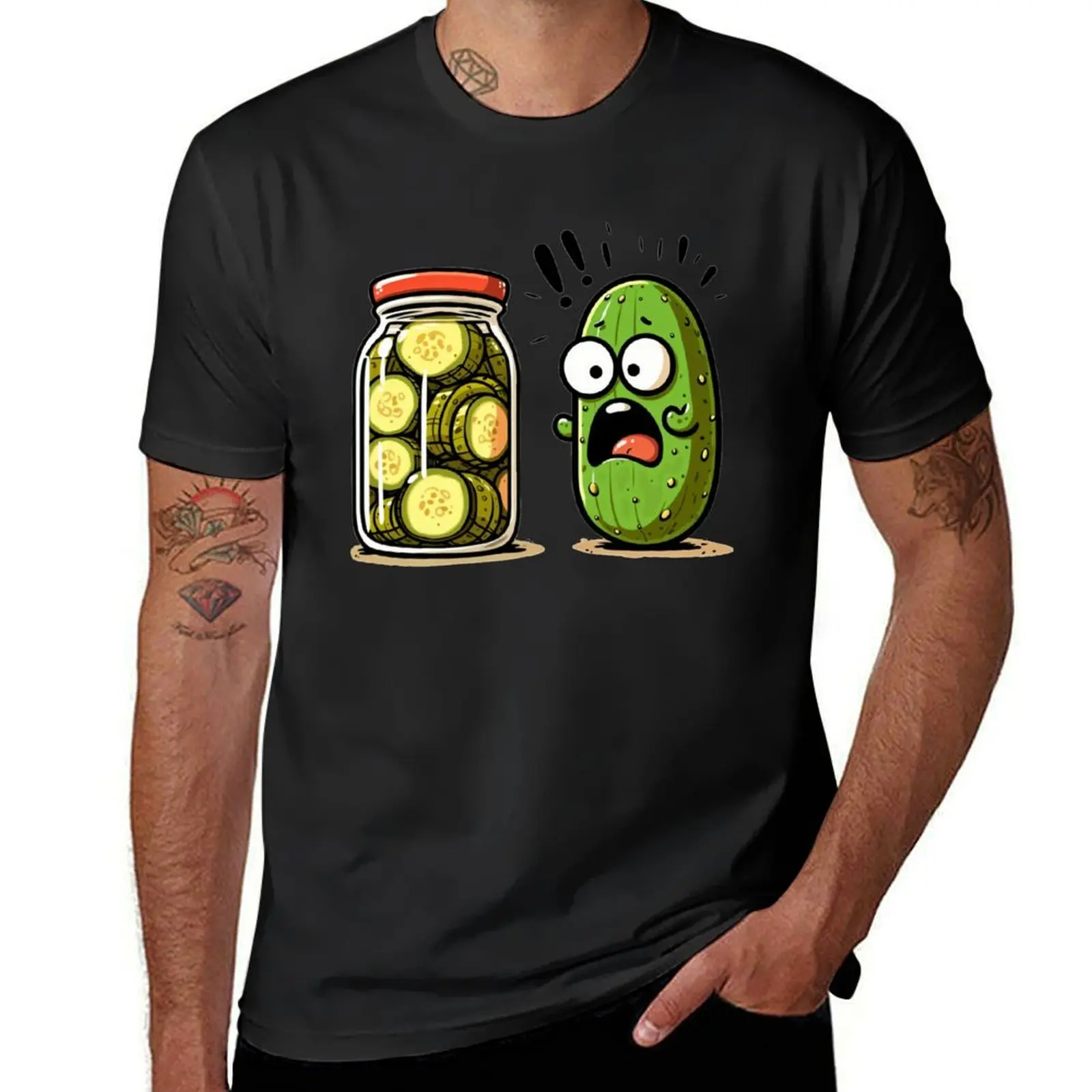 

Funny Pickle Surprise Cucumber And A Jar Of Sliced Pickles T-Shirt plus size clothes vintage anime shirt mens workout shirts
