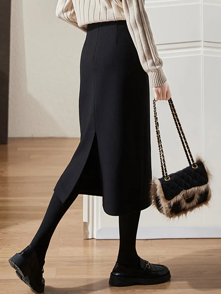 

Утягивающая винтажная юбка-миди трапециевидной формы с высокой талией, универсальная облегающая юбка, корейская однотонная юбка для поездок на работу