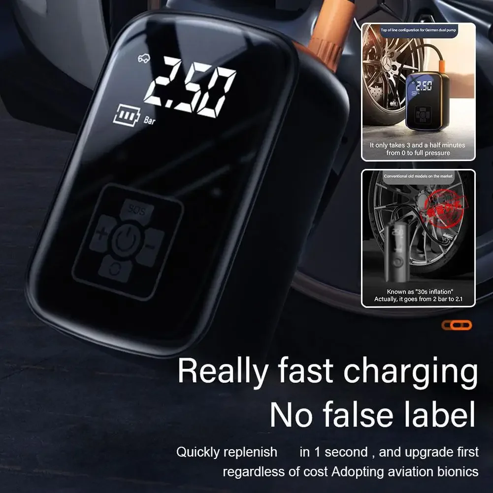 Tire pump 3600mAh battery motorcycle bicycle pump inflator portable air compressor 150 PSI digital tire pressure detection
