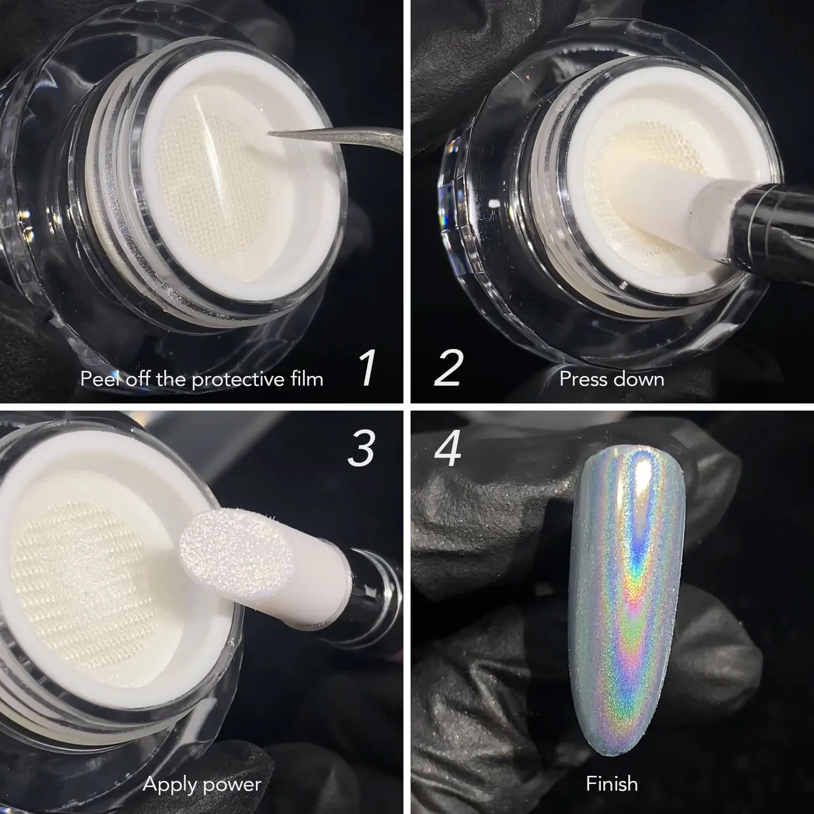 CANNI Chrom-Puder Aurora Spiegeleffekt-Pigment Glitzerstaub für Nägel Gel-Lack Holographische Dekoration Hochpigmentiert – Detail 4