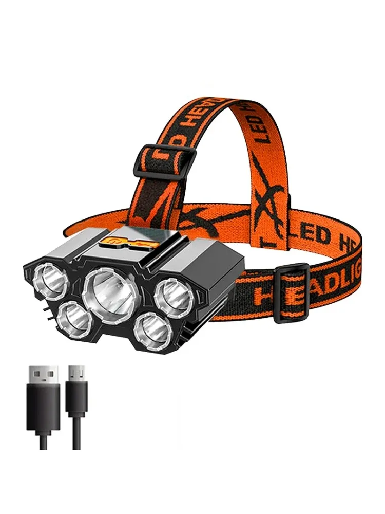 AliExpress ESMARTER 5 LED Flashlight Rechargeable with Built in Lithium Battery Strong Head Light Camping Adventure Fishing Cycling Headlamp