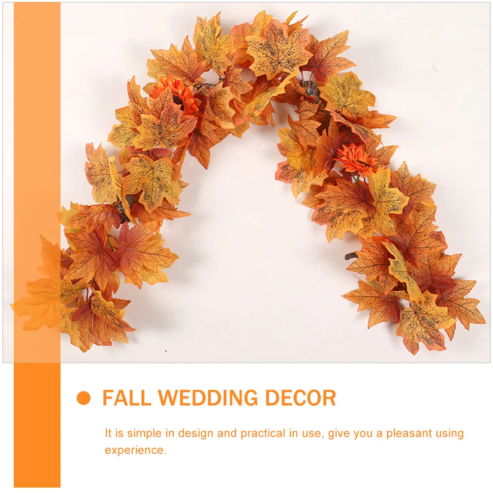 

Artificial Maple Leaf Sunflower Pumpkin Garland Fall Decor for Home Mantel Fireplace Window Fence Table Indoor Outdoor
