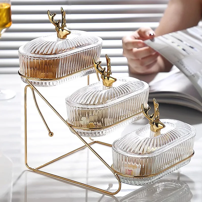 

Multi-layer Fruit Plate Living Room Household Dried Fruit Plate Grid Snack Tray Light Luxury Candy Plate Dried Fruit Plate