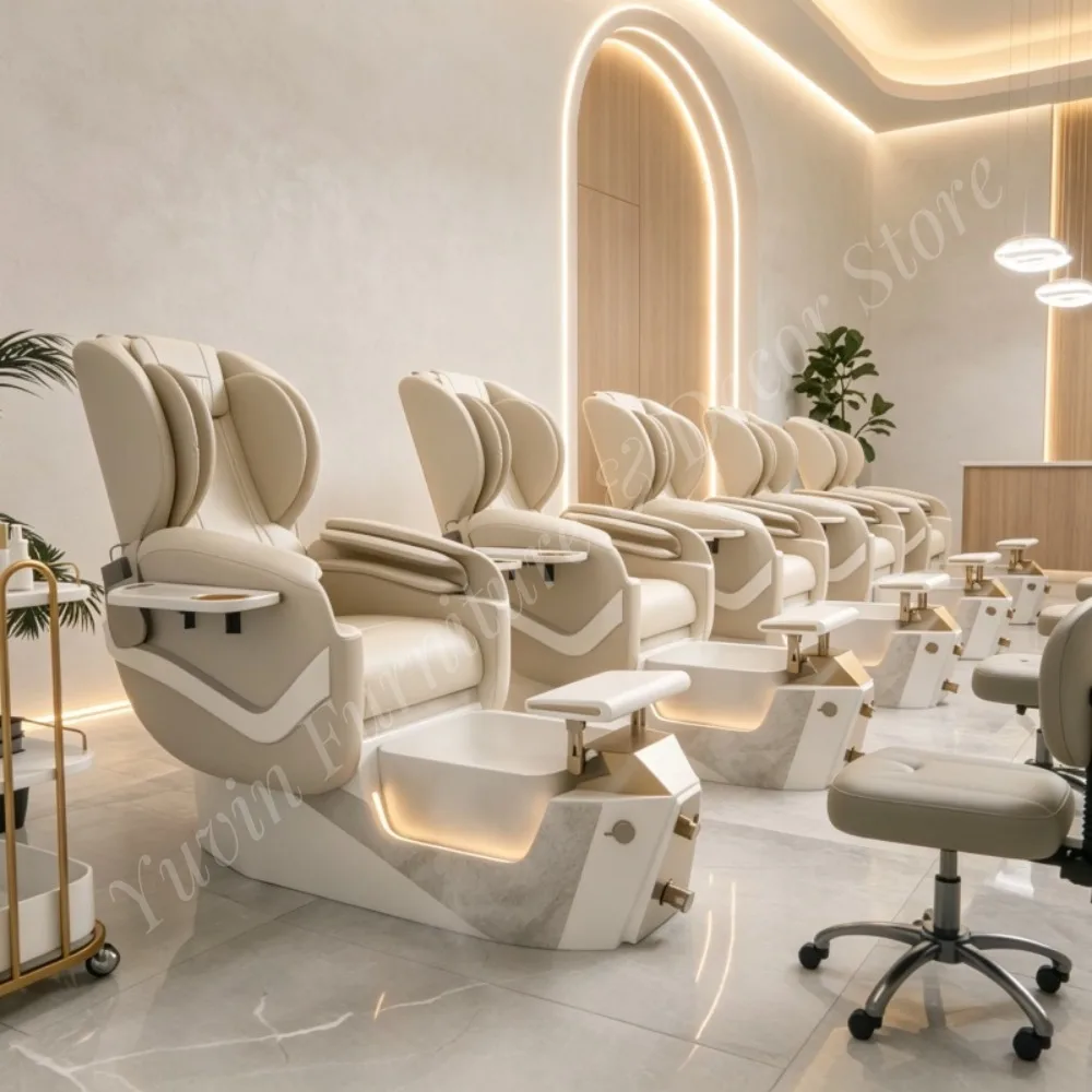 Luxury Noplumbing Pedicure Spa Chair Electric Reclining Pedicure Chair Marble Base Foot Massage Chair