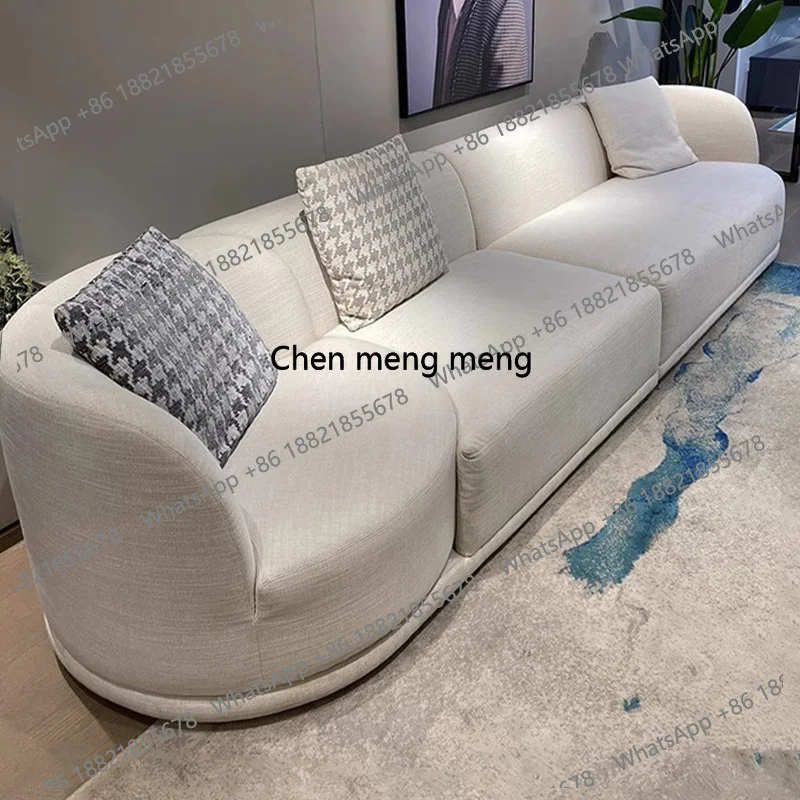 Living Room Creative 360° Rotating Sofa Modern Beige Cotton-Linen Lounge Couches for Hotel Luxury Soft Reception Couch Cozy