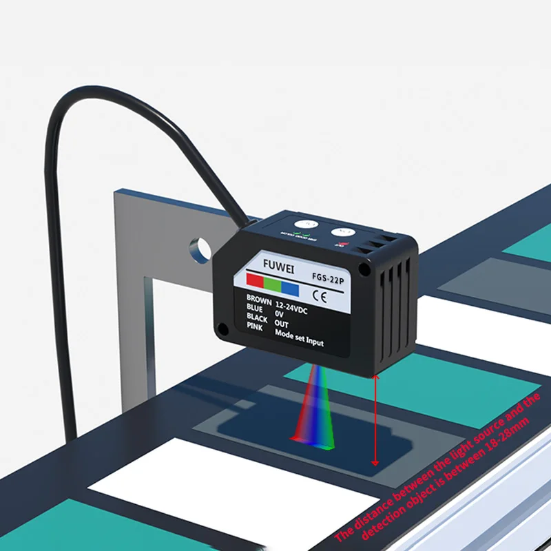 FGS-22N RGB Optical Sensor Recognition Different Color Labels Electric Eye Color Sensor Positioning Induction for Automation