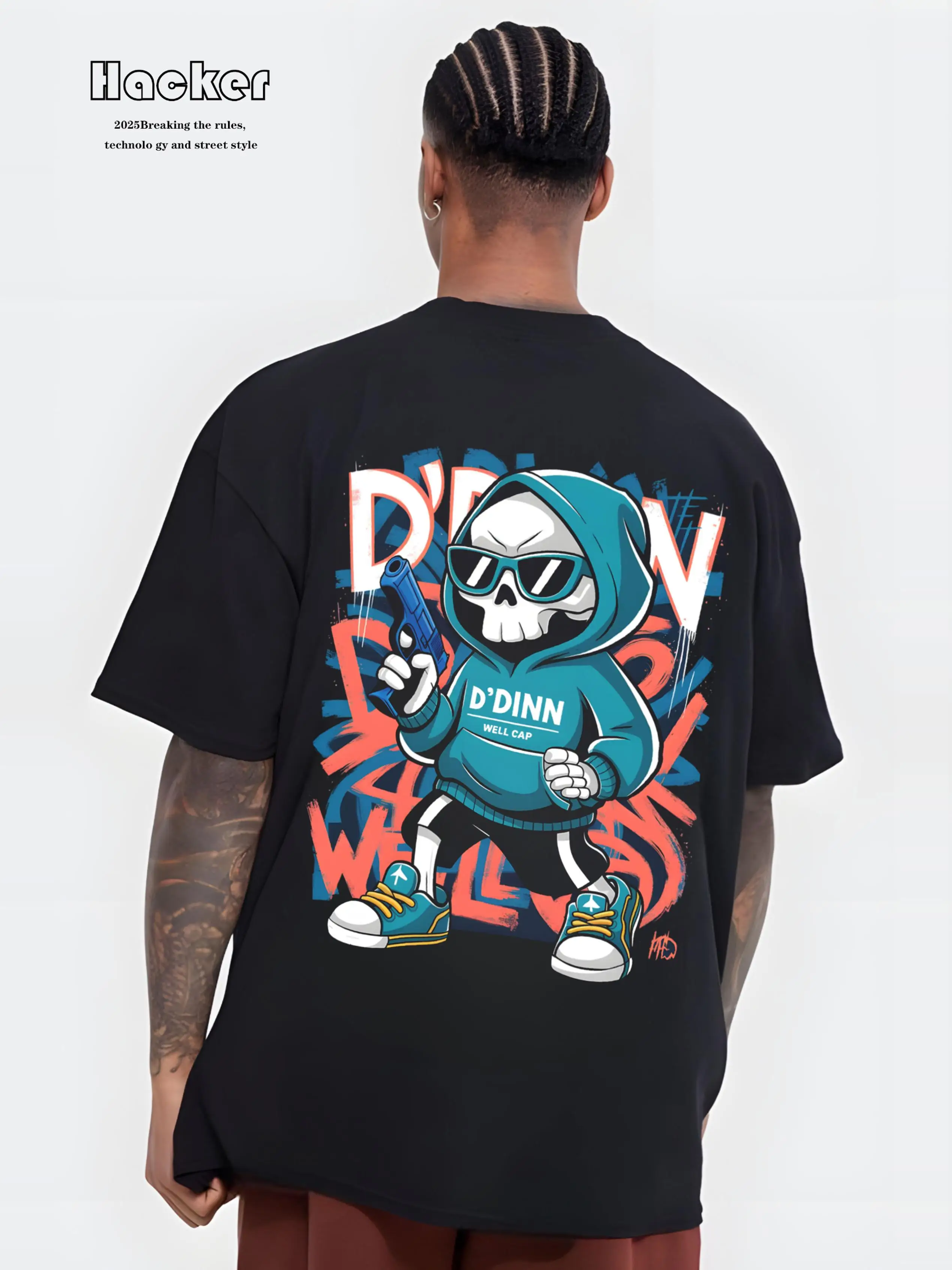 

American retro fashion brand design sense of niche short-sleeved T-shirt loose half-sleeved clothes on ins hip hop style