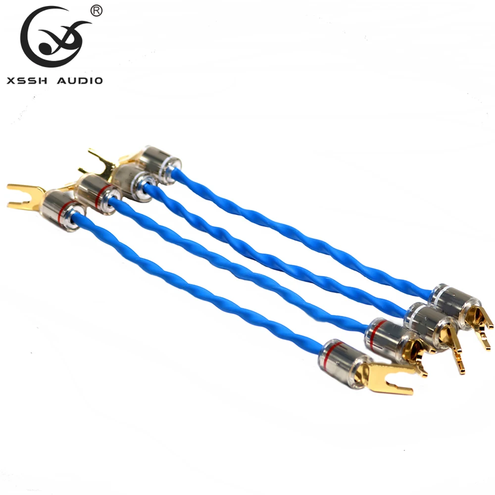 4PCS HIFI Speaker Canare Line Copper Gold-plated Bananas Y Spade Plug DIY Signal Switching Connection Bridge Jumper  Audio Cable