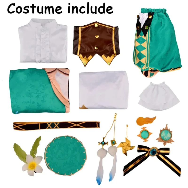 CyNEW Gioco Caldo Genshin Impact Cosplay Venti Costume Parrucca Mondstadt Vento Dio Gioco Uniforme Bella Vestito XS-XXL