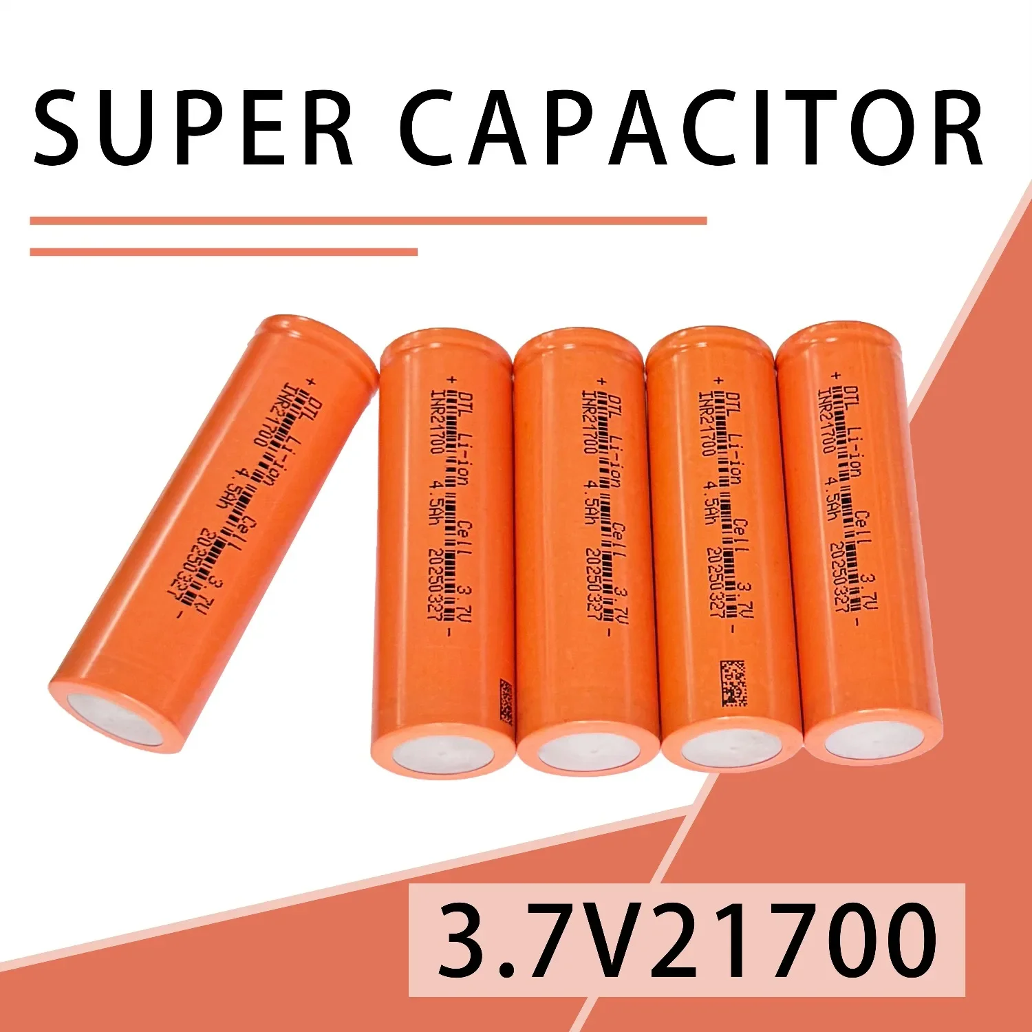 3.7V INR21700 High Capacity Li-ion Cell 4500mAh 3C Power Rechargeable Battery for Christmas Flashlights & Electric Power Tools