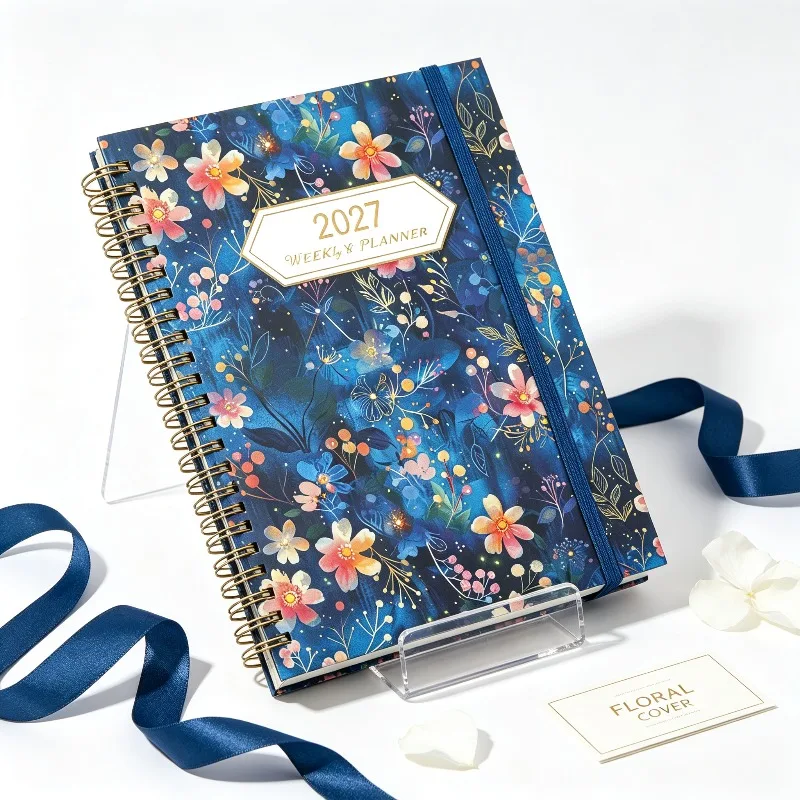 A5 2027 Spiral Weekly Planner Notebook With Tabs Calendar Diary School Office Work Time Management Planning Supply
