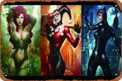 Gotham City Sirens cartoon poster tin Sign Wall Art Decor Metal Sign Decor Sign