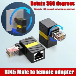 Multi-angle RJ45 Male to Female Lan Ethernet Network Extension Adapter RJ45 Elbow Network Cable 360 Degree Rotation  Cat 5e 6e 7