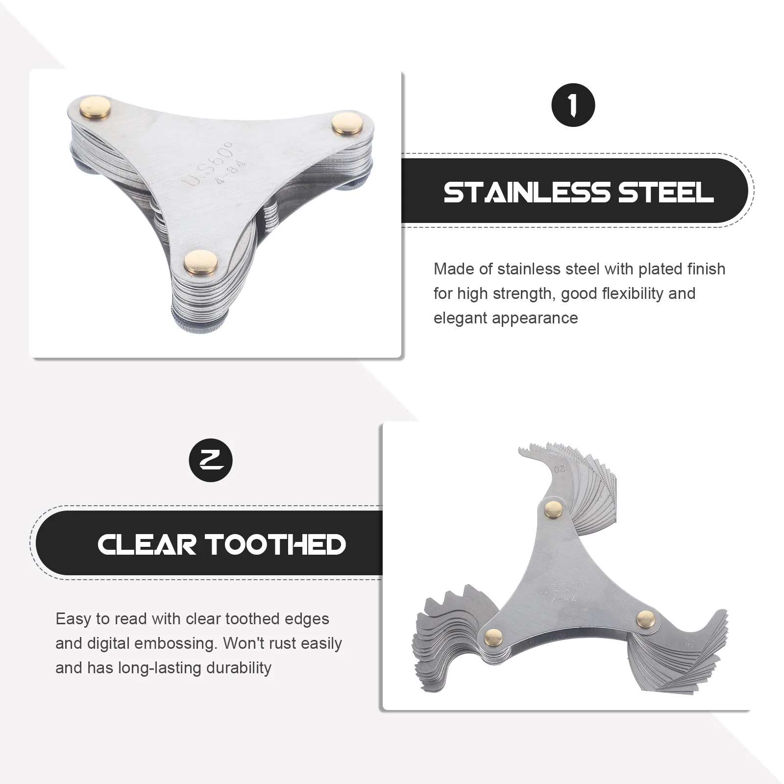 

Thread Pitch Gauge Stainless Steel Professional Multi-Use Cutting Gauge for Fine Coarse Thread Measuring Tool Measuring Tool