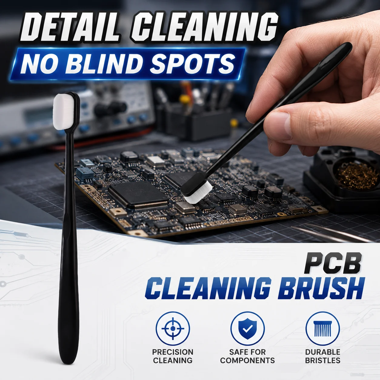7Pcs Anti Static Fiber Brush for Circuit Board Cleaning Mainboard IC Dust Removal Polishing Tool Phone Electric Repair Kit