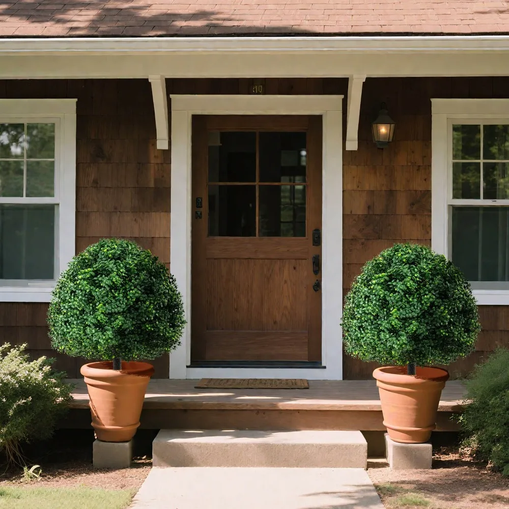 

2 шт., 28 дюймов, набор шариковых деревьев из искусственного самшита с шипами для защиты от солнца