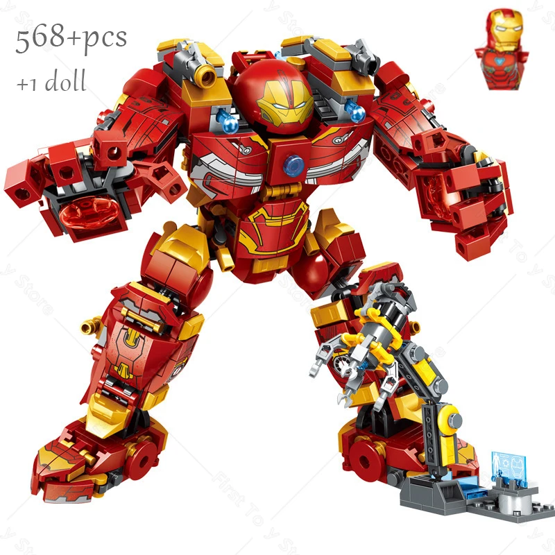 Superhero MK44 Iron Man Hulkbuster Hero Mecha Anti-Hulk Armor Figure MOC Building Blocks Classic Movie Model Bricks Toys Kids