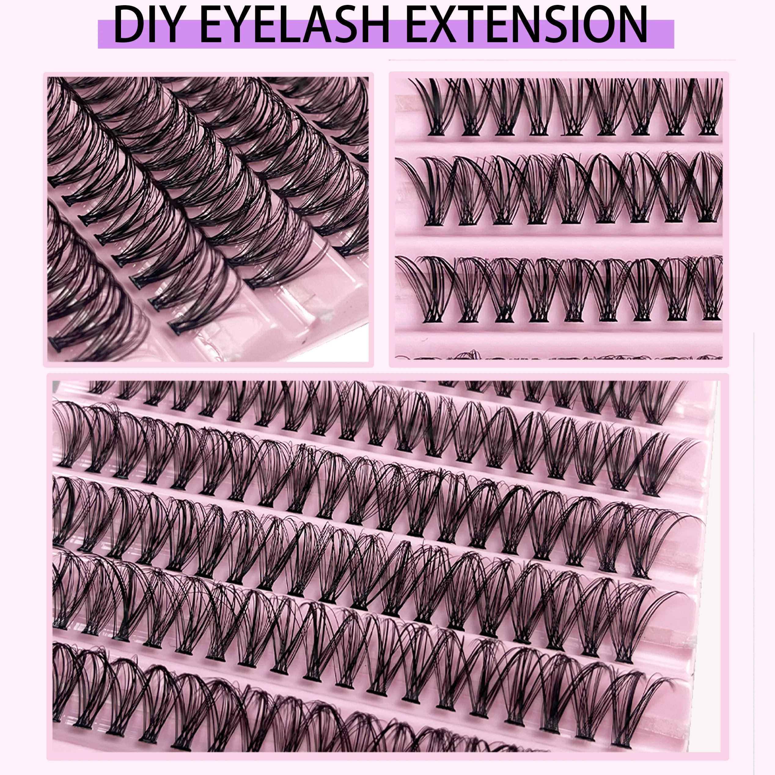 Kit de extensión de pestañas DIY, Kit de grupos de pestañas, Kit de extensión de pestañas Individuales con pinzas removedoras de unión y sellado, maquillaje