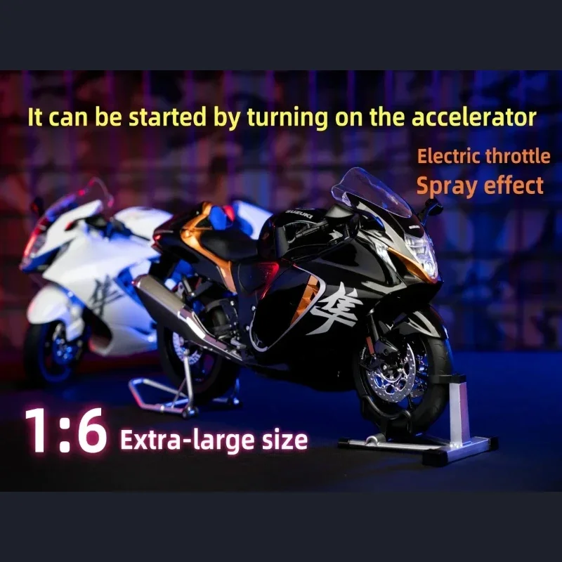 

For SUZUKI HAYABUSA GSX-1300R Spray 1:6 Alloy Metal Diecast Motorcycle Model Dynamic Ornaments Sound And Light Gift Collection