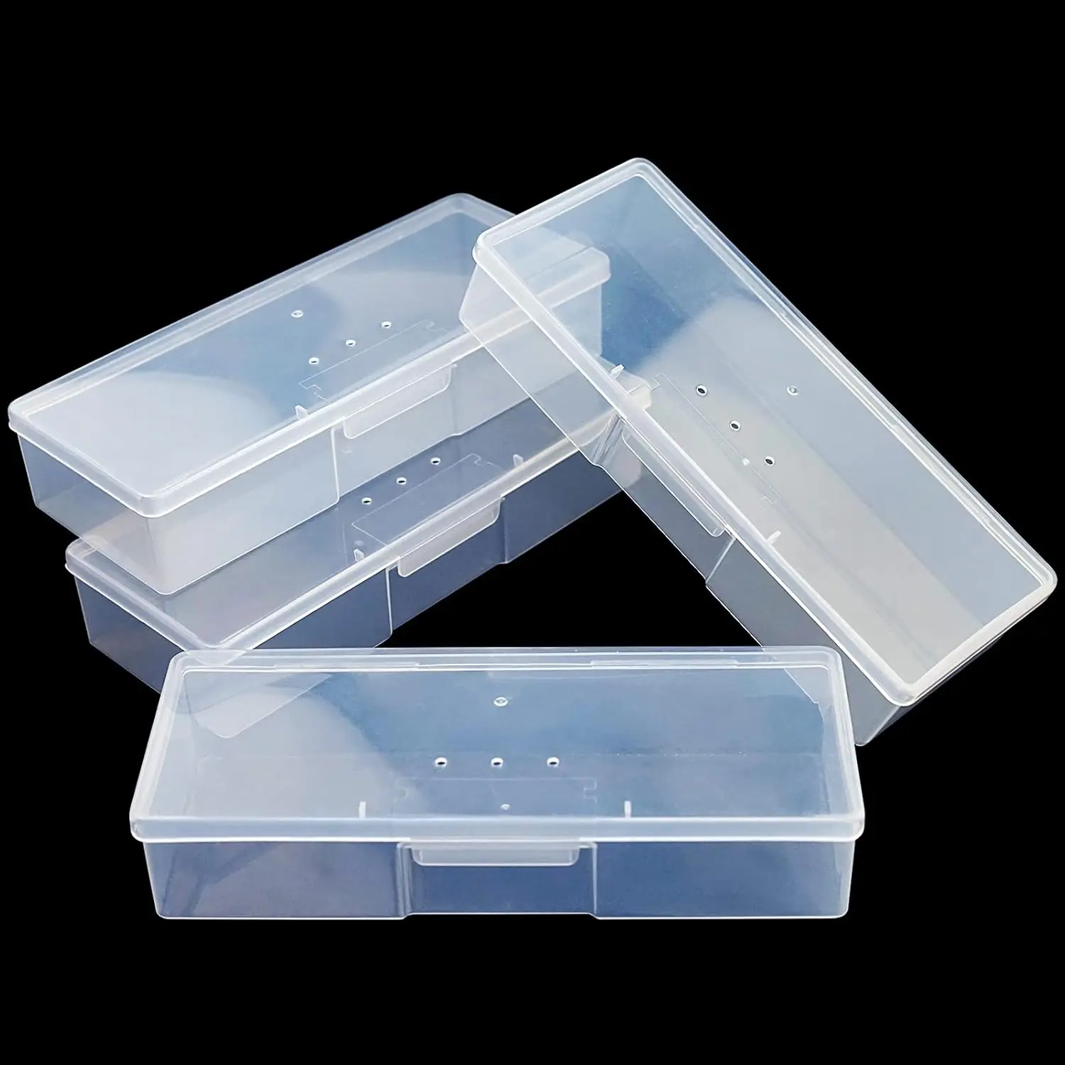 

Clear Manicure Tool Box, 4-Pack Plastic Nail Storage Case for Organization, 7.5x2.5x1.5in