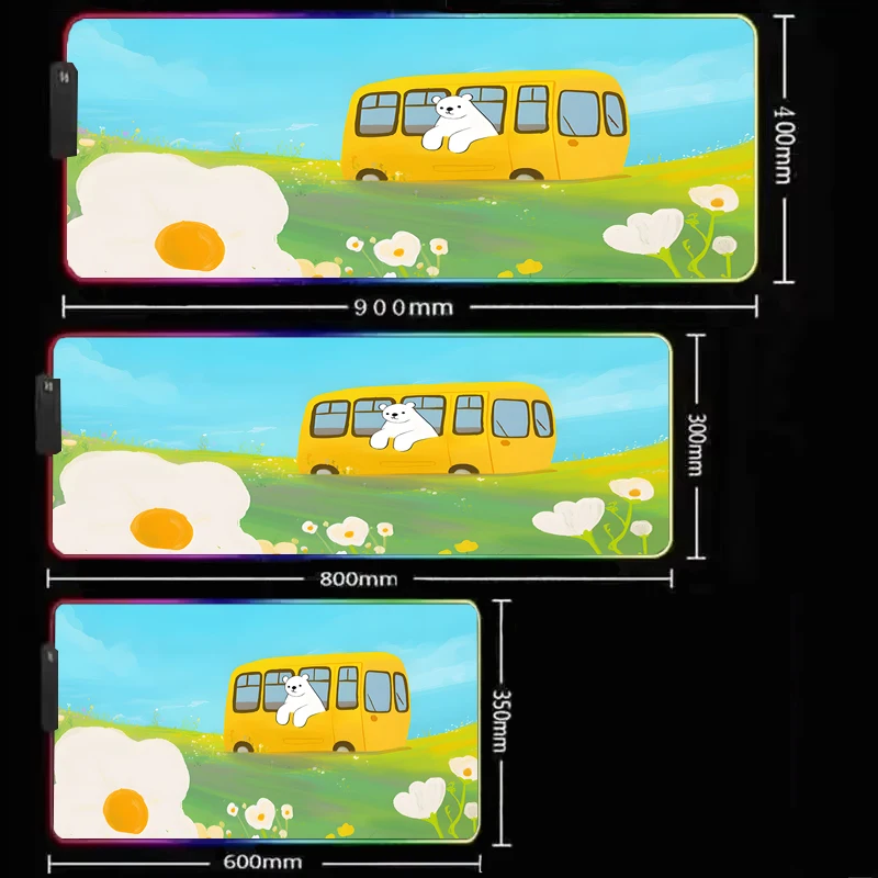 XXL RGB LED Glow Gaming mouse pad Super large rubber non-slip table mat advanced locking process ultra-high definition printing