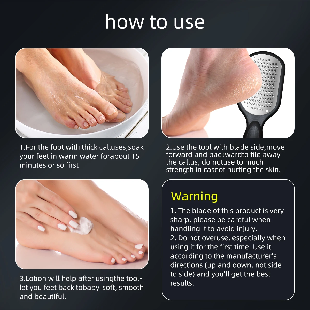 Lime à pieds double face, pédicure, gommage du talon, gommage du talon, gommage des pieds en acier inoxydable pour éliminer les callosités
